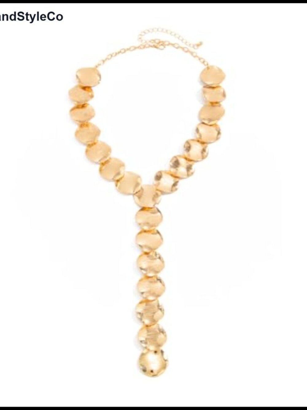 Oversized Y Necklace Textured Disc Drop Lariat Statement Jewelry